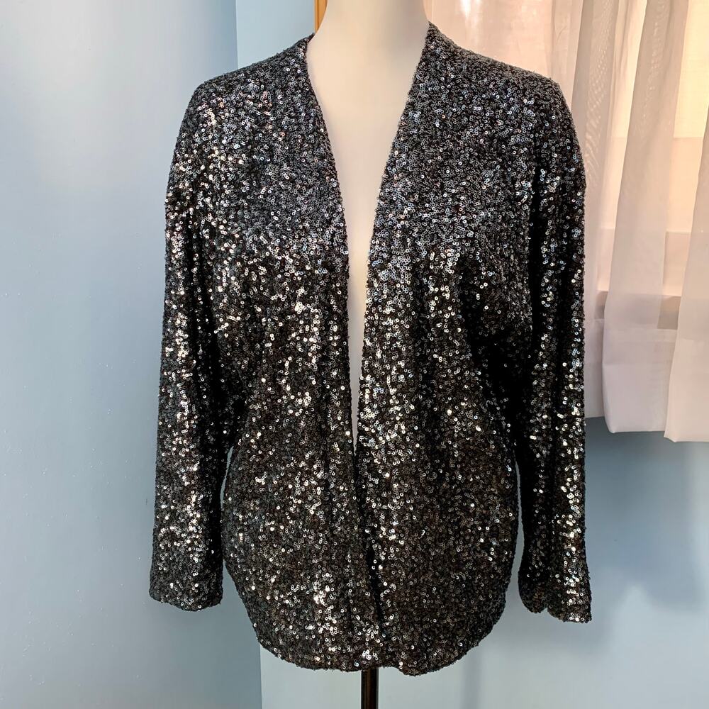 Gap Sequin Kimono Style Open Front Jacket Size Me… - image 7